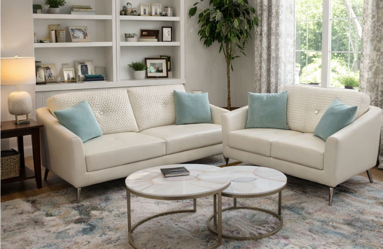 Premium 3-Seater Sofa with elegant ivory upholstery
