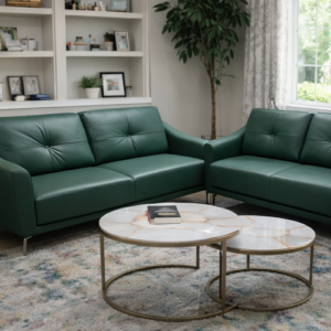 Soft, durable leatherette with tufted backrest design