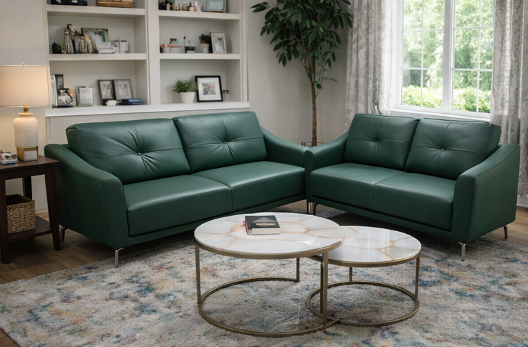 Soft, durable leatherette with tufted backrest design