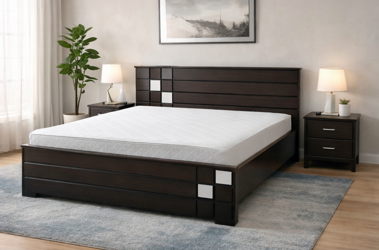 Queen size wooden cot with modern design