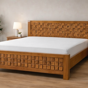 Unique woven block design on headboard & footboard