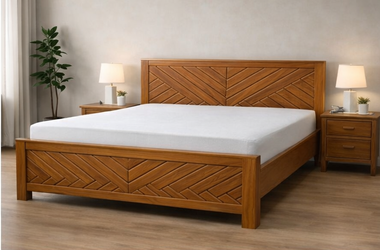 Distinctive arrow-pattern headboard & footboard